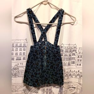 EUC Girl's Art Class Leopard Corduroy Overall Skirt Size 4T